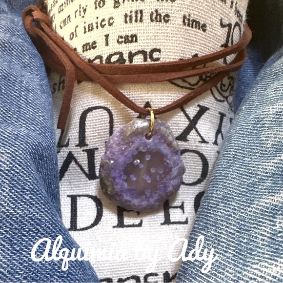 Alquimia Purple agate huge Pendant Necklace - Picture 1 of 1